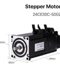 Front view of a NEMA 24 closed-loop stepper motor with brake, black housing and 60mm square mounting face.