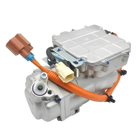 Slick Auto AC Compressor Upgrade For BYD Qin DM Climate Control, heavy duty 24 Volt pump with aluminum shell and connectors.