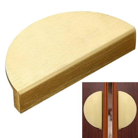4-Piece 3.9 Inch Half Moon Drawer Pull Handles in Brushed Gold Semicircle Design for cabinets, aluminum construction and easy grip