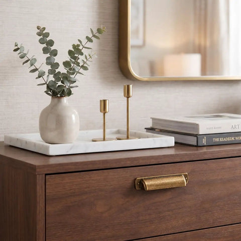 Top Shelf Heavy Duty Cup Bin Pulls 10 Pack Vintage Antique Brass And Aged Gold Bronze Kitchen Cabinet Handles on a wooden drawer.