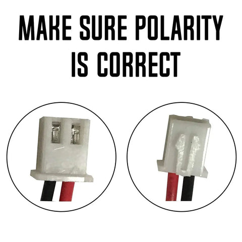 Ni-Cd 4.8V 700mAh Emergency Exit Light Battery Replacement 2 Pack polarity connector view