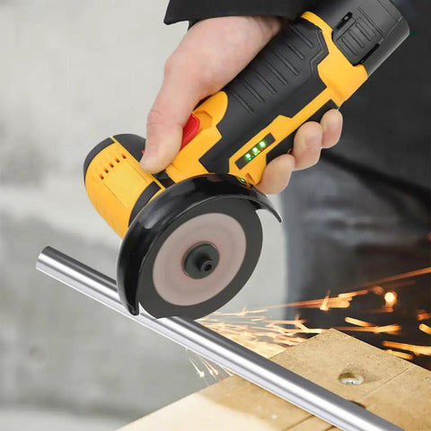 12V Cordless Brushless Angle Grinder With 2.0Ah Battery, Portable One Handed Power Tool For Metal And Wood Cutting, Grinding, And Polishing, Lightweight Handheld Grinder For Home DIY Projects cutting metal tube with sparks