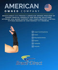 Ambidextrous Wrist Brace With Adjustable Malleable Aluminum Cuffs shown on left hand against blue background