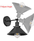 Retro Style Wall Sconces Set Of Two 180 Degree Up Down Adjustable Black Swing Wall Lamps for loft barn close-up on angle view