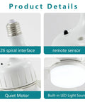 Product details of 2 In 1 Socket Fan Light With Remote Must Have Dimmable LED Ceiling Fan And Light Adjustable Color Temperature 3000K To 6500K.