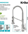 Heavy Duty Stainless Steel Pull Down Kitchen Faucet With Built In Water Filter, 19 1/4 inches tall with 360 swivel sprayer.