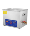 Heavy Duty Ultrasonic Cleaner With Digital Timer And Spacious Tank For Jewelry And Garden Gear shows stainless steel tank with digital controls.
