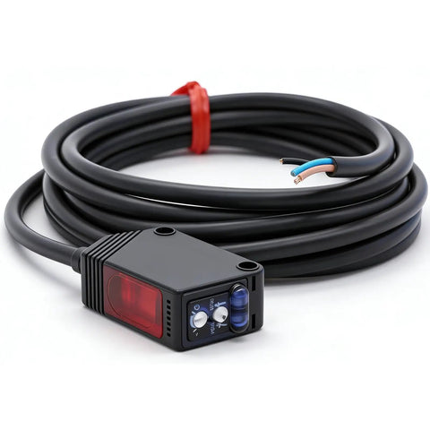 Indoor Wall Mount Photoelectric Beam Sensor 0-2m Adjustable NPN NO NC Switchable DC 10-30V 3-wire with cable and panel