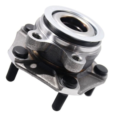 Heavy Duty Front Wheel Hub And Bearing Assembly Fits 2013 2019 Nissan Sentra NV200 2013 2017 Nissan Leaf And 2015 2018 Chevy City Express 5 Lug OE Direct Replacement With Low Runout For Quiet Smooth Rides, front view