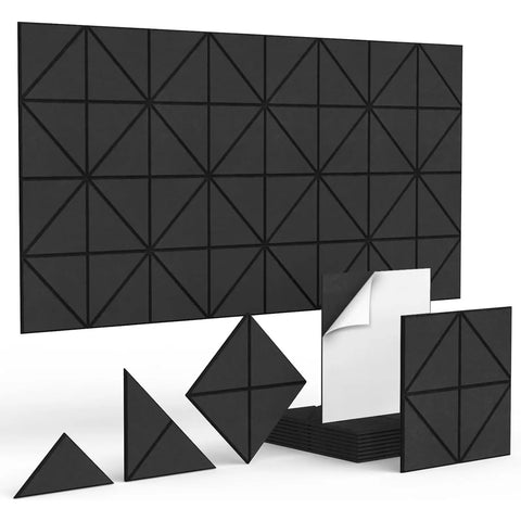 Top Shelf Premium Quality Polyester Acoustic Foam Wall Panels For Game Changing Room Vibes And Solid Sound Dampening Interior Tiles, black, adhesive-backed