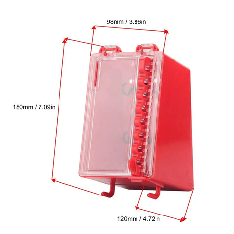 Portable Wall Mount Group Lock Box For Lockout Tagout, 8 Hole Key Station With 6 Inside And 2 Outside Hooks, Transparent Panel, Durable ABS