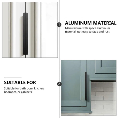 4 Pack Matte Black Hidden Pull Handles 80mm for Cabinets Drawers Wardrobes Modern Kitchen Accessories on white and gray doors