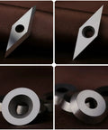 Top Tier Tungsten Carbide Wood Lathe Turning Inserts 16 Piece Heavy Duty Replacement Set with diamond and round shapes.