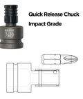 Square Drive Quick Release Bit Holder Adapters for Impact Wrenches 3 Piece Set Tough Chrome Moly Steel with Gray Phosphate Finish