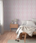 Rock Solid Abstract Wallpaper with Faux Acid Pattern designed for Busy Homes and Shops PVC Free Heavy Duty Polyester Face in a stylish bedroom.