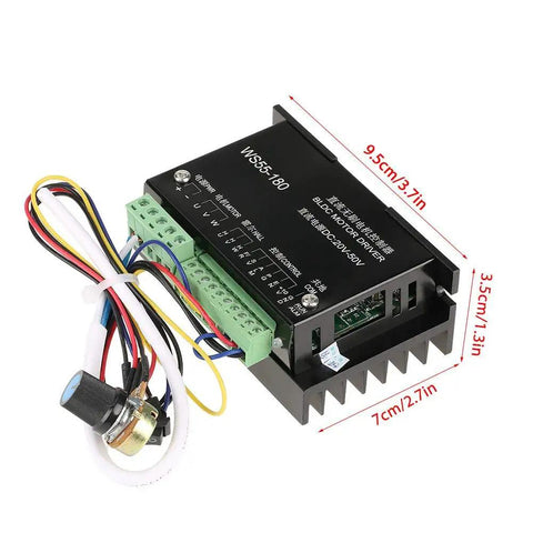 Brushless Spindle BLDC Motor Driver For CNC Speed Controller with external potentiometer and colorful wires, size 9.5 x 7 x 3.5 cm