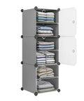 3 Cube Storage Organizer With Doors, Stackable Cubby Shelf for Bedroom and Living Room, Easy Assembly Closet Organizer for Clothing