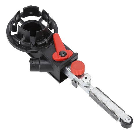 Heavy Duty Belt Grinder Sander For Woodworking Metal Polishing Multifunctional Durable Tool with adjustment knob and clamp design.