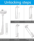 Unlocking steps for Two Pack Magnetic Security Key For Slatwall And Peg Hook Displays with white plastic housing and magnets.