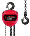 Beefed Up 1 Ton Hand Chain Hoist For Engine Lifts And Heavy Duty Work In Garages And Warehouses, Perfect For Auto Shops, 10 Ft Lift Range, Built With Durable Alloy Steel Chain And Reinforced Gears For Long Lasting Performance, red 1-ton chain block with hook and chain