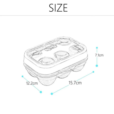 Dimensions of Six Grid Egg Storage Box For Refrigerator And Camping, Portable Egg Carrier with BPA-Free PP Material