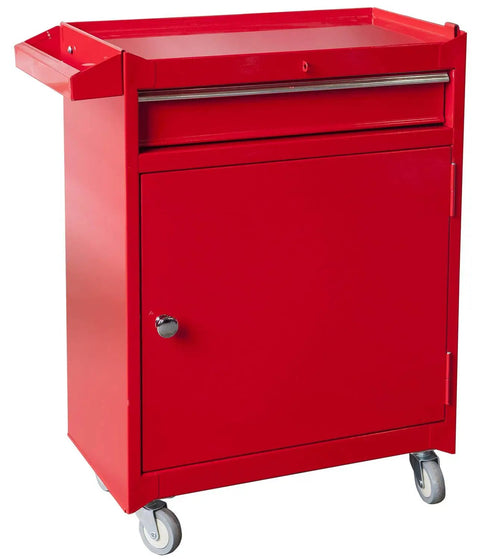 Rolling Garage Workshop Tool Organizer With Detachable Four Drawer Chest Large Storage Cabinet And Adjustable Shelves Lockable Steel Construction Red Finish Built For Heavy Duty Tool Storage And Quick Access In Any Shop