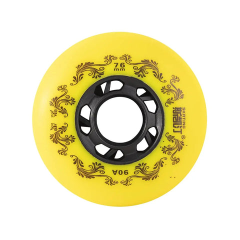 76mm yellow wheel from 4 Pack Inline Skate Wheels Outdoor 72mm 76mm 80mm 90A Freestyle Durable Replacement Wheels For Roller Hockey Skates No Bearings Or Spacers Included Heavy Duty Grippy
