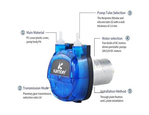 KHM3 Adjustable Peristaltic Dosing Pump 300-600 Ml Min 12V 24V For Viscous Liquid Transfer High Flow Chemical Resistant Plastic Gear Drive Easy Maintenance Long Life Reliable Performance
