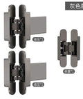 Premium Industrial Heavy Duty Built Tough Hydraulic Self Closing Concealed Door Hinge With Silent Buffer showing two angles and details of hinges.