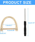 Heavy Duty Gold U Shape D Ring Screw Eyes 15 Pack Rust Resistant Alloy Strap Hardware For Bags Saddlery And Rigging Snap On Hassle Free Rock Solid Gear Upgrade with size measurements and included screwdriver.