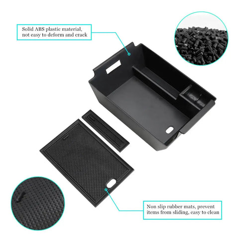 Center Console Organizer Tray For Mercedes GLE And GLS 450 W167 2020 2026 shown with non-slip mats and ABS plastic material details.