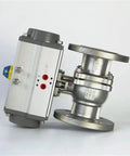 Heavy Duty Stainless Steel Pneumatic Ball Valve With Precision Flange Connection For Scalding Steam Regulation And Bulletproof Industrial Line Shutoffs, DN125 size.