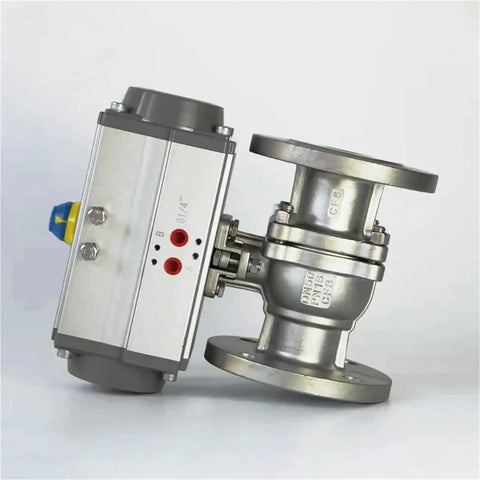 Heavy Duty Stainless Steel Pneumatic Ball Valve With Precision Flange Connection For Scalding Steam Regulation And Bulletproof Industrial Line Shutoffs, DN125 size.