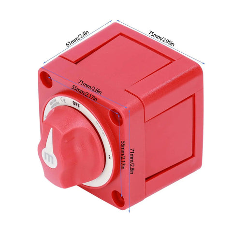 Three Position 300 Amp Dual Circuit Battery Disconnect Switch Isolator with Rotary Actuator for marine boats RVs cars trucks trailers
