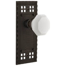 Waldorf White Milk Glass Privacy Door Knob Set For 2 3/4 Inch Backset, Oil-Rubbed Bronze, Solid Forged Brass, side view