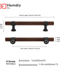 10 Pack 5 Inch Hole Center Cabinet Pulls With Authentic Wood Grain Look And Charcoal Black Zinc Body Designed With Heavy Duty Stainless Steel Construction Drawer Knobs That Feel Rock Solid And Next Level Hardware - detailed dimensions and screws included.
