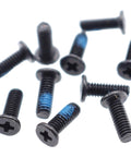 Top Tier M2.5 X 7.0mm Phillips Flat Head Screws 10 Pack Nickel Plated Heavy Duty Replacement Kit, dark screws with blue thread.