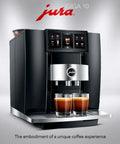 Top Shelf Automatic Espresso Machine Featuring Giant Interactive Touchscreen And Single Button Operation In Sleek Diamond Black Finish Includes Complete Gear Bundle For Serious Home Brewers Who Want Fire, showcasing two espresso shots.
