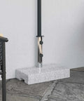 Granite Rectangular Parasol Base With Two Adapters 55.1 Lbs Beefy Heavy Duty Umbrella Stand on patio with chairs