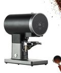 Precision Auto Espresso Tamper 58mm Electric Tamping Station With Smart Pressure Control Built For Home Baristas And Cafes Ensures Flawless Compression And Perfect Shots A Pro Level Tool And A Total Game Changer Worth The Hype And Hits Different on a kitchen counter with coffee grounds.