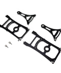 One Eighth Scale RC Car Setup Stand and Alignment Kit components, CNC Aluminum Chassis Fixture parts for precise adjustments.