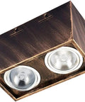 iumLeap Recessed Lighting Housing Trim Kits Wall Mounted Downlights Square Spotlights Led Ceiling Light Ceiling Double Head Light s Retro Vintage Downlight 360°, White Light_7w with dual LED lights in antique bronze finish.