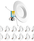 12 Pack 5 6 Inch Recessed LED Can Lights With Five Color Temperatures 2700K 3000K 3500K 4000K 5000K Dimmable 14W 1100 Lumens