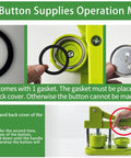 Metal Button Supplies Operation Method showing gasket placement and button making tips for Premium 2.25 Button Maker Supplies Packed With Two Hundred Sleek Metal Badge Blanks And Crisp Paper Discs For Nailing Dope Creative Crafts And Building Custom Pins That Truly Hit Different Every Single Day.