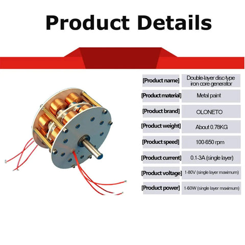 Dual Layer Iron Core Hydro Generator For Off-Grid Low Speed Turbines Delivers Up To 60W With Ultra Low Speed 100-650 RPM