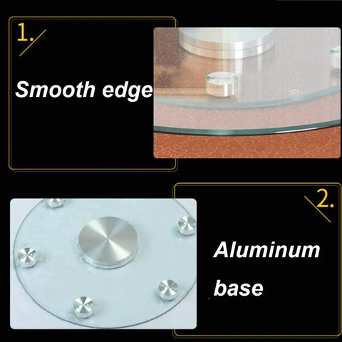 Rotating Glass Lazy Susan Turntable With 12mm Tempered Glass, Smooth Self-Balancing Wheel, No Tilt No Drama, Durable Aluminum Base