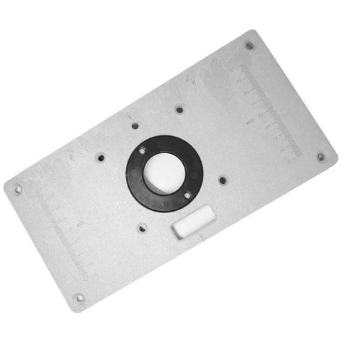 Pro Level Woodworking Router Table Insert Plate With Quick Flip Panel and Heavy Duty Drill Chuck Trim Tool Kit on a flat surface.