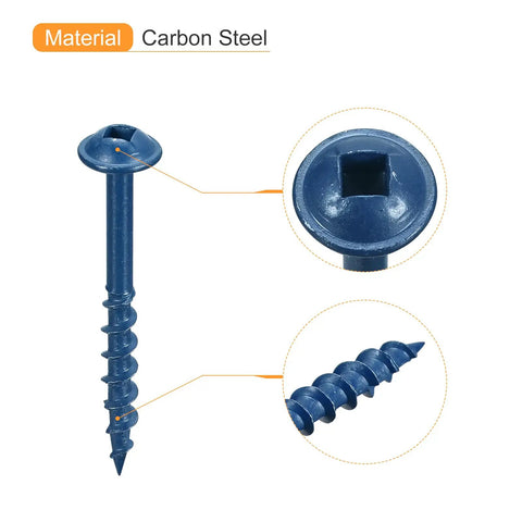 No. 8 By 1.5 Inch Pocket Hole Screws 250 Pack Square Drive SQ2 Self Tapping Wood Screws Blue Coated For Woodworking Projects