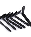 Hella Sturdy Thickened Black Steel L Shaped Corner Braces Heavy Duty 90 Degree Right Angle Shelf Supports Pack Of Twelve with visible angles