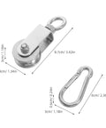 Heavy Duty Stainless Steel Cable Pulley System With Dual Bearings For Wire Rope, Smooth Operation, Hanging Track Roller For Industrial And Home Use, Built Tough, Low Friction Performance, Easy Install And Durable Construction, with carabiner and 3.4cm pulley